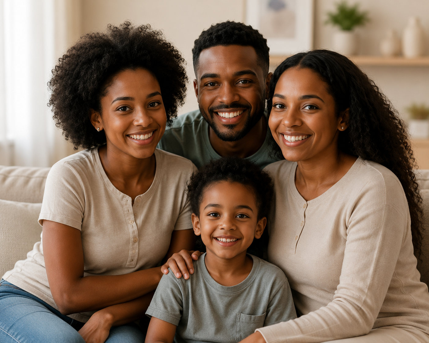 Happy family smiling